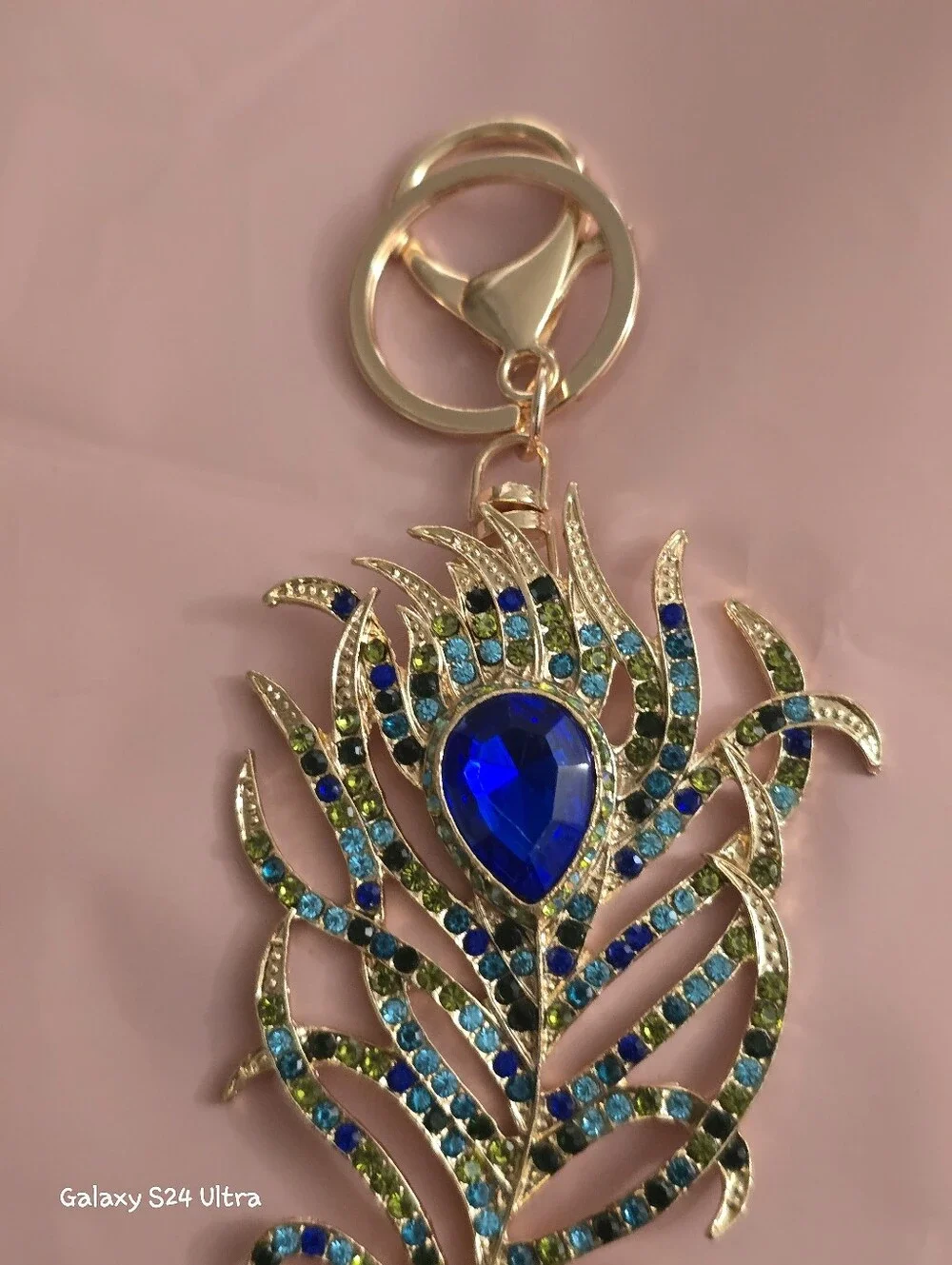 Beautiful Peacock Feather Bag Charm/ Keychain NEW